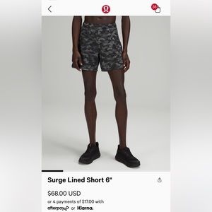 Lululemon Surge shorts camo black with liner worn twice. Retail $68